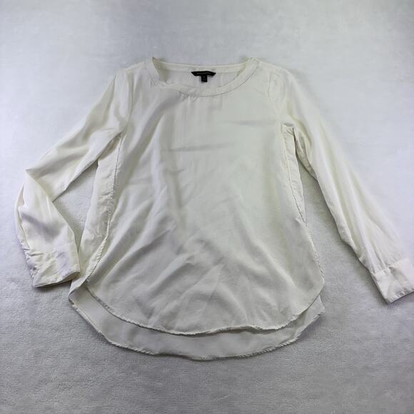 Banana Republic TENCEL™ High Low Hem Long Sleeve Blouse Tunic Shirt Ivory Size S - Picture 2 of 10